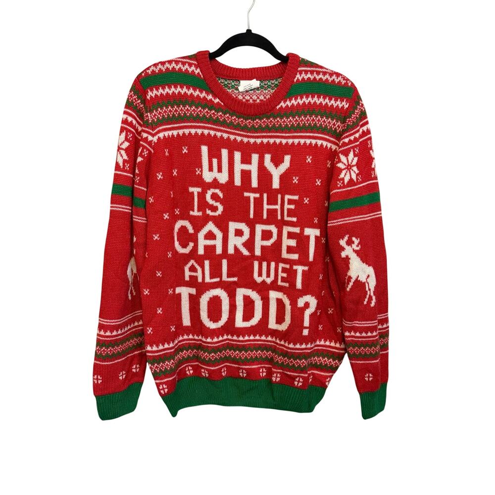 Oh My Sweater Why Is The Carpet All Wet Todd Ugly Sweater XL Fair Isle Christmas